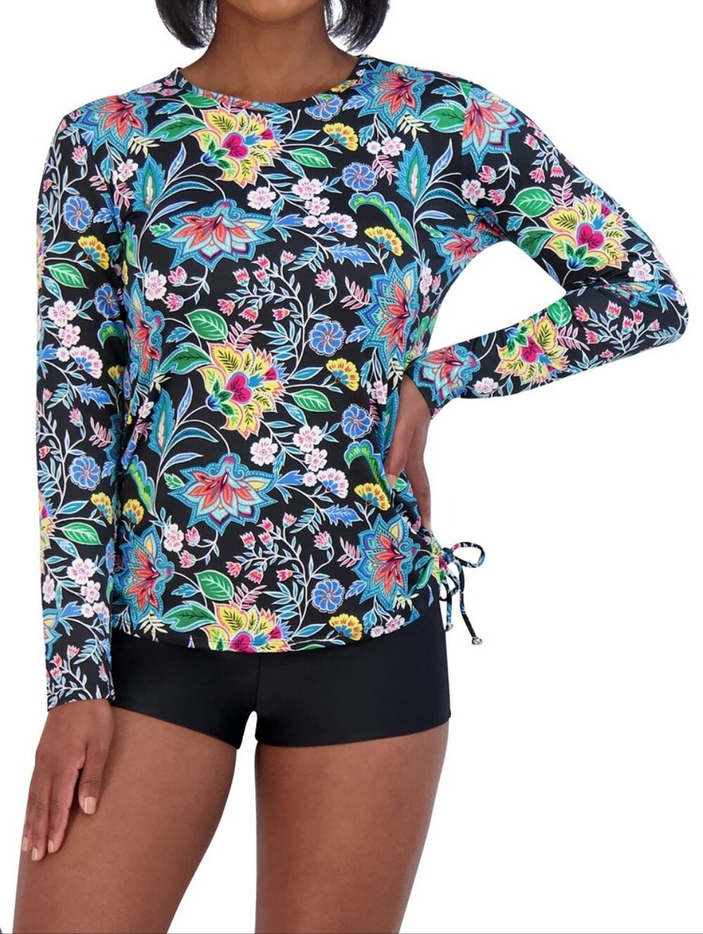 Caribbean Floral Long-Sleeve Sun Shirt